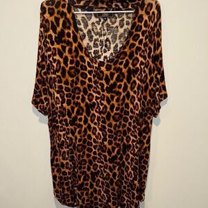 Leopard Print Women's cut out front Top